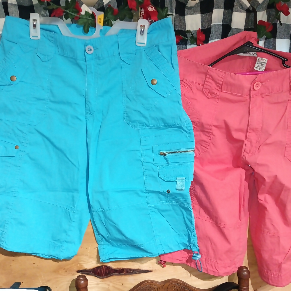 Women's Roaman's Blue and Salmon Shorts Set 34" Waist 12W